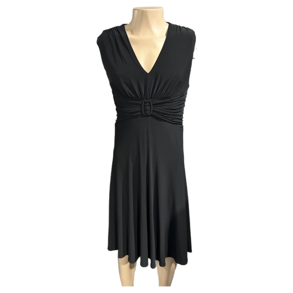NWOT Women’s Ann Klein Short Sleeve Midi V-Neck Dress with Belt and Ruching